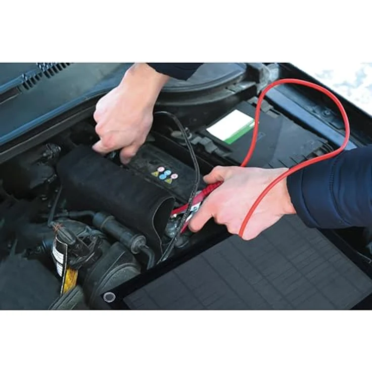 Technaxx 5018 Solarpanel, 10W KFZ-Erhaltungsladegerät mit 17.9 V, für PKWs und Wohnmobile, inklusive Saugnäpfen und Batterieklemmen – Bild 3