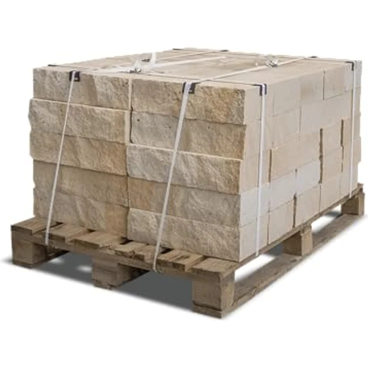 GALAMIO Sandsteinrandsteine Sandsteinmauersteine Sandstein Randstein Mauerstein Stein Garten Rasenkante Naturstein Palisade Steine Gelb 40x20x10cm 940kg / 1 Palette Paligo – Bild 1