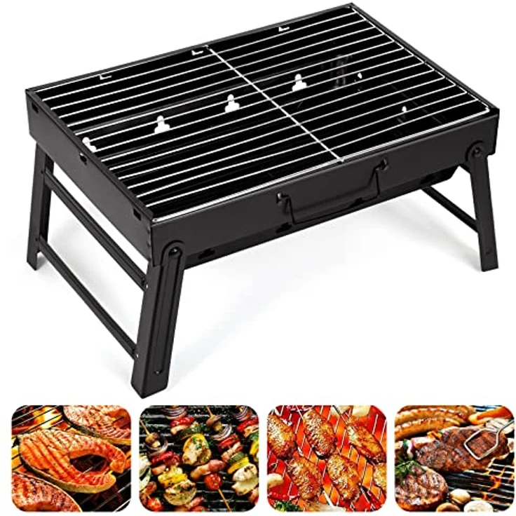AGM Holzkohlegrill Picknickgrill Edelstahl Kleiner Grill Portable Campinggrill Abnehmbare BBQ Grills für Outdoor Garten Party usw. (52 x 29.5 x 22.2 cm) – Bild 1
