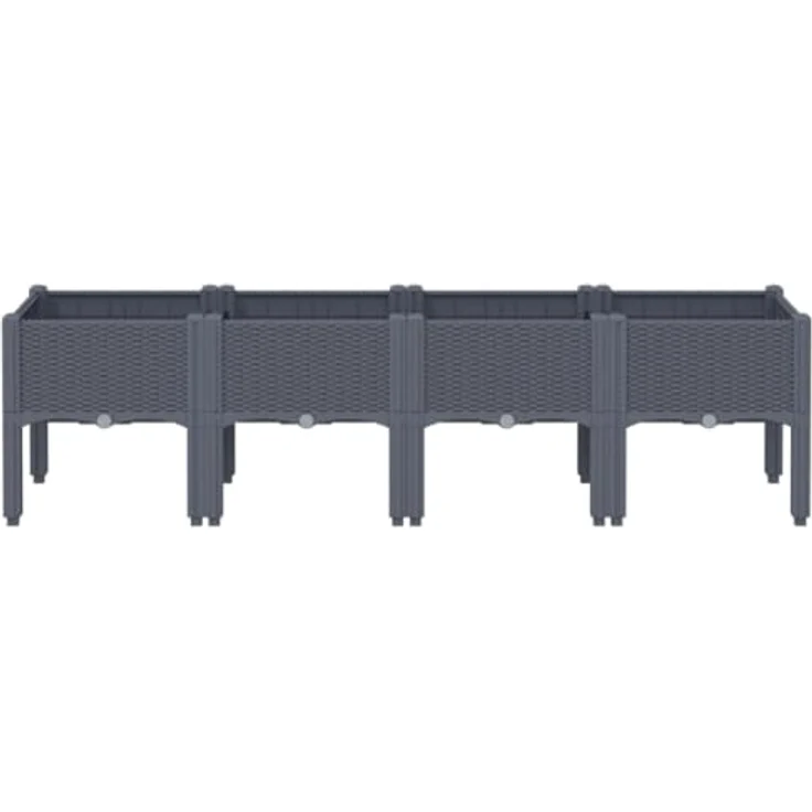 vidaXL Pflanzkasten mit Beinen Grau 160x40x42 cm PP – Bild 3