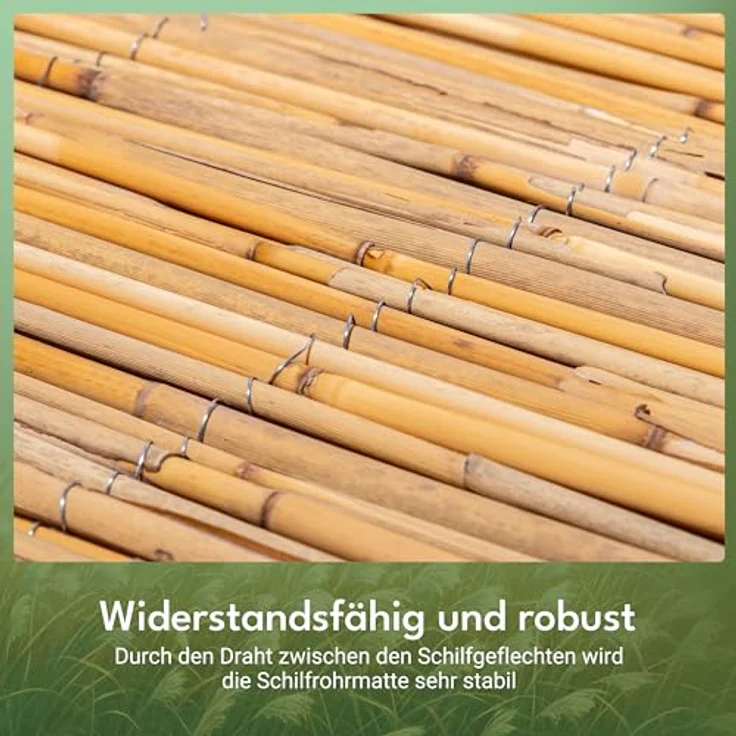 Intergo Schilfrohrmatte sichtschutz windschutz sichtschutzmatte schilfmatte 100x300cm – Bild 5