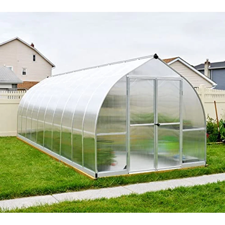 Palram - Canopia Aluminiumgewächshaus Bella 820 SparSet Silber 601x244x219 cm, Zwiebelform, Aluminiumrahmen, Polycarbonat-Doppelstegplatten – Bild 9