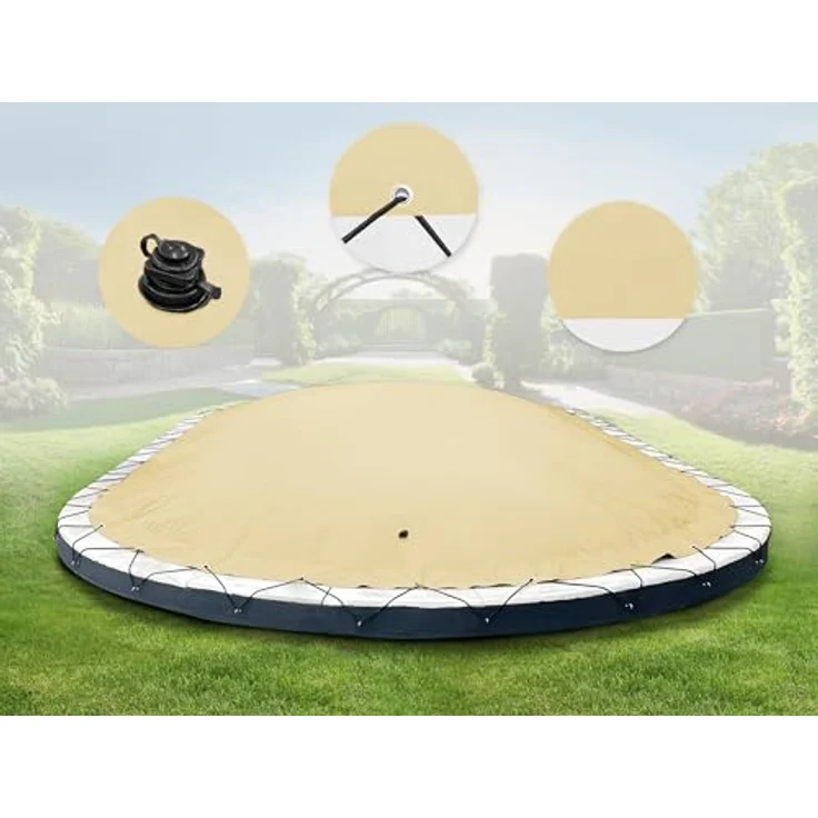 AirDeluxe Pool-Abdeckplane Oval, aufblasbare Winterabdeckung aus reißfester PVC-Plane, inklusive 26-42 Bodenanker und Expanderseil – Bild 3
