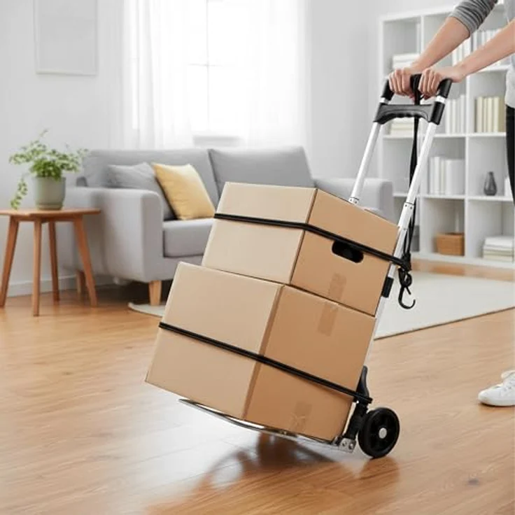 relaxdays Klappbare Sackkarre, Tragkraft bis 70 kg, Schwarz mit ergonomischem Teleskopgriff und Antirutschfläche – Bild 3