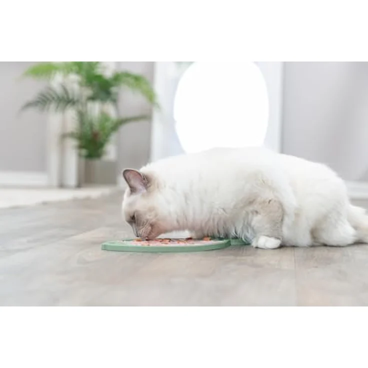 TRIXIE Lick'n'Snack Matte Fisch für Katzen - Geeignet für Pasten, Nassfutter oder Molkereiprodukte, petrol – Bild 3