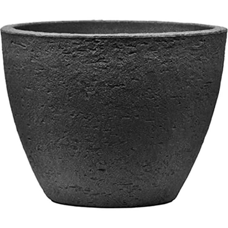 Dehner Pflanztopf Stone, Ø 40 cm, Höhe ca. 31 cm, Kunststoff, anthrazit