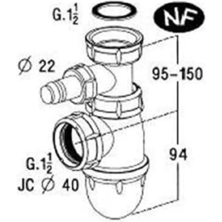 BLANCO Flaschengeruchsverschluss 1 1/2'' mit Spülmaschinenanschluss, Abgang für Rohr 40 mm – Bild 2