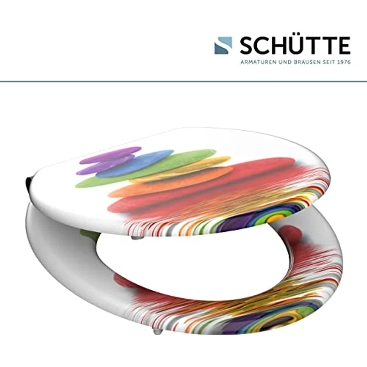 Schütte WC-Sitz Colorful Stones, Holzkern mit Absenkautomatik, bruchsicher und kratzfest, dreiseitiges Motiv – Bild 8