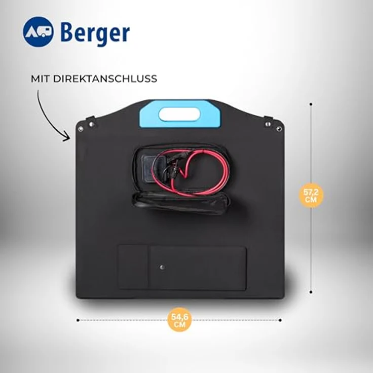 BERGER faltbares XT Solarpanel 200W mit Standfuß | Monokristallines Solar Panel für Camping & Outdoor, wetterfest, hohe Effizienz für Powerstation & Batterie – Bild 3