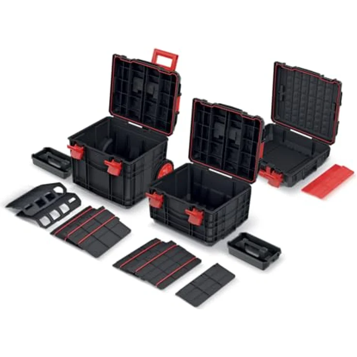 Prosperplast Werkzeugkoffer Kistenberg Set C Block Pro KXCS454080, 3 Werkzeugkisten mit individueller Trennwandgestaltung, staub- und wasserdicht, tragfähig bis 100 kg – Bild 3