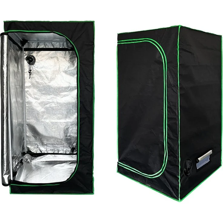 Mucola Gewächshaus Growbox Pflanzenzelt 120x60x120 cm, 2,00 mm Wandstärke, 99,9 % lichtundurchlässig, Schwarz/Grün