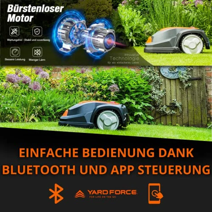 Yard Force Mähroboter SA650B, bis 650 m² Rasenfläche, 18 cm Schnittbreite, 20 - 60 cm Schnitthöhe – Bild 4