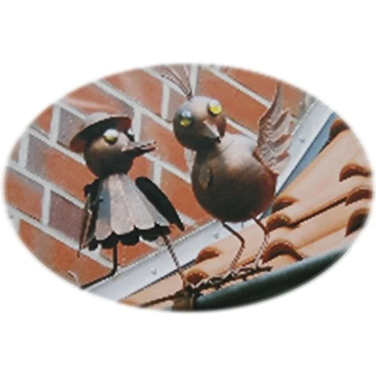Dachrinnenfigur Vogelpaar, Kupfer-Look, Zaunfigur – Bild 2