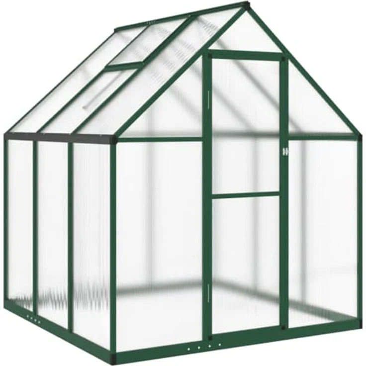 vidaXL Gewächshaus mit Fundamentrahmen Grün 169x169x195 cm Aluminimum, UV-beständige Platten, durchdachtes Design – Bild 1