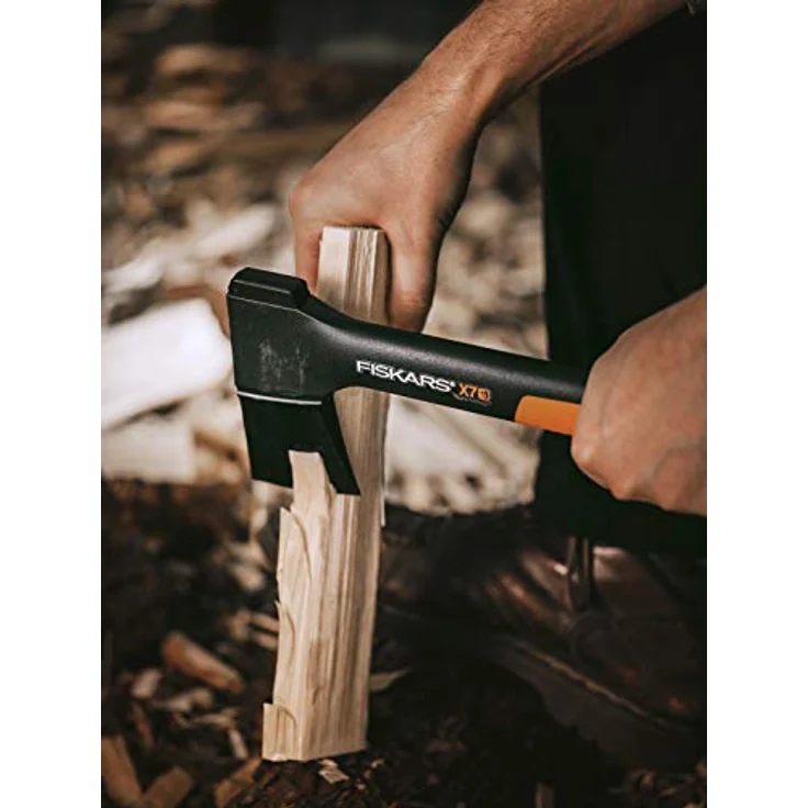 Fiskars Set Universalaxt X7-XS, Mit Axt- und Messerschärfer, Länge: 35,5 cm, Schwarz-Orange, 1020183 (Limitierte Auflage) – Bild 14