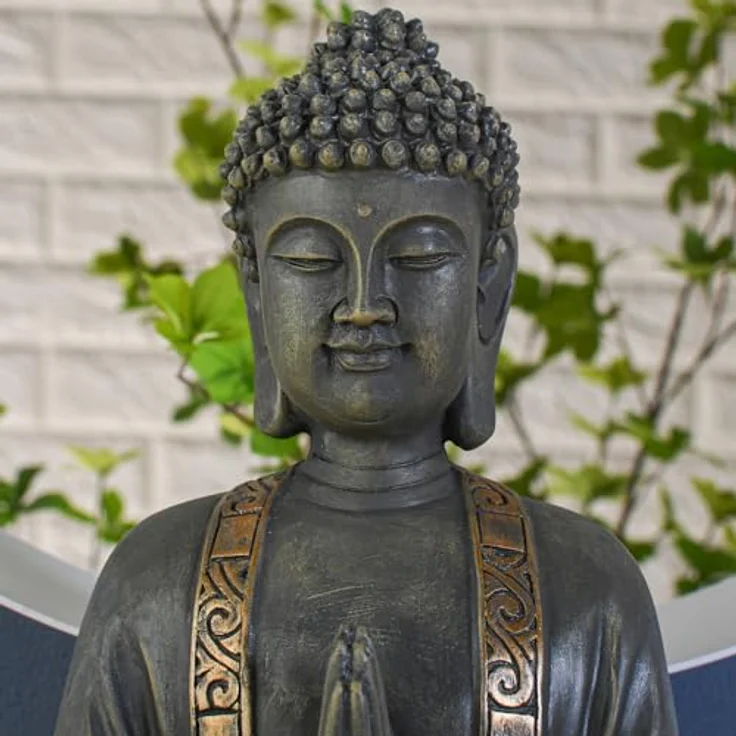 zen Light Große Statue Buddha Vermittlung, Kunstharz, Bonze, 15 x 24 x 37.5 cm – Bild 8