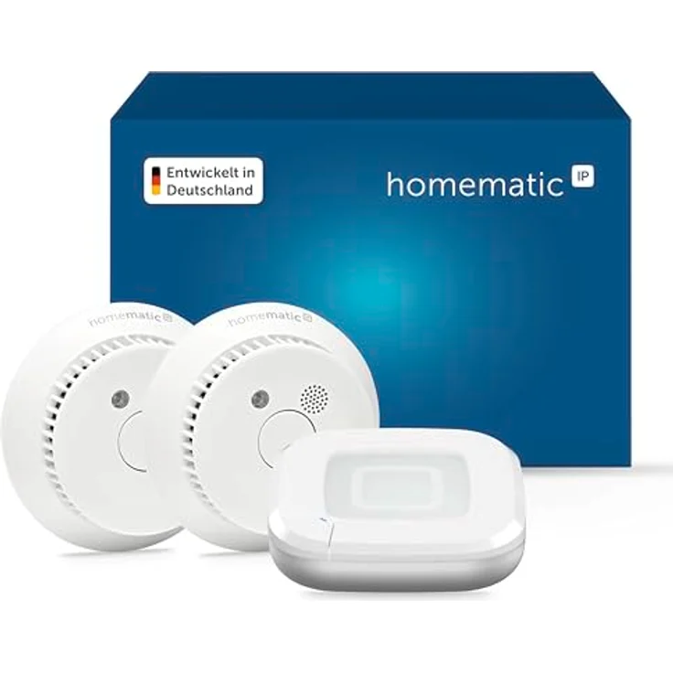 Homematic IP Smart Home Starter Set Rauchwarnmelder 162162A0, alarmiert lokal mit Sirene und per Push-Benachrichtigung, integrierte LED-Notbeleuchtung, wartungsfreie Batterien mit 10 Jahren Lebensdauer – Bild 1