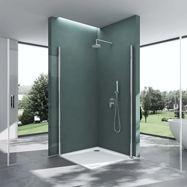 Mai & Mai Eckdusche Ravenna24, Duschkabine mit Pendeltür und Hebe-/Senk-System, H:195cm, 75x75 cm, 6mm ESG NANO-Glas in Klarglas – Bild 3