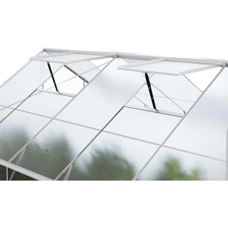 GARMIO® Gewächshaus Arona 310x250cm für den Garten, Alu Frühbeet inklusive Fundament, 4 Dachfenster Treibhaus Aufzucht Pflanzenhaus Tomatenhaus 7,75m² UV-Schutz – Bild 5