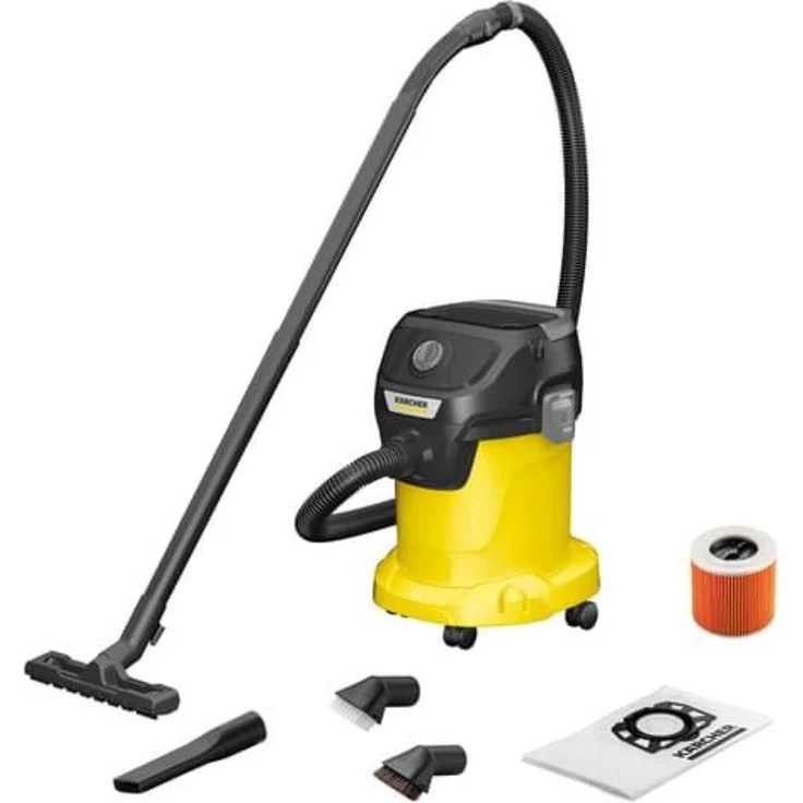 Kärcher KWD3 V-17/4/20 Mehrzwecksauger (Nass-Trocken) inkl. Suc. Brush Kit, leistungsstarker Sauger mit Blasfunktion, 17-l Auffangbehälter, 1400 W, Kunststoff, gelb/schwarz
