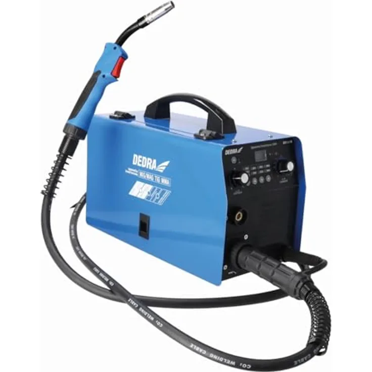 DEDRA Inverter-Schweißmaschine 200A IGBT MIG/MAG, WIG, MMA, HOT START, ANTI STICK, ARC FORCE, LCD-Display, kompakt und leicht