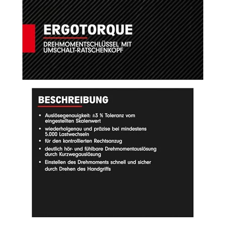 KS Tools 516.1542 1-2'' ERGOTORQUEprecision Ratschen-Drehmomentschlüssel, 40-200Nm – Bild 5