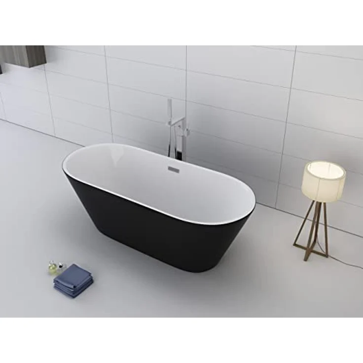 Jet-Line Badewanne LAUSANNE II schwarz (170 cm, 80 cm) - Freistehende Design Badewanne mit Acryl und Fiberglas für optimale Stabilität und Wärmespeicherung – Bild 3