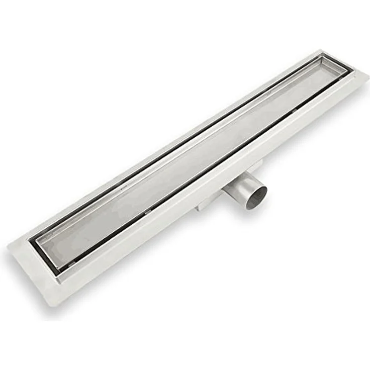 Elbe Duschrinne 90cm Extra Flach, Bodenablauf mit 304 Edelstahl Glasabdeckung, komplettes Haarsieb und Siphon mit Geruchsstop (2 in 1) – Bild 1