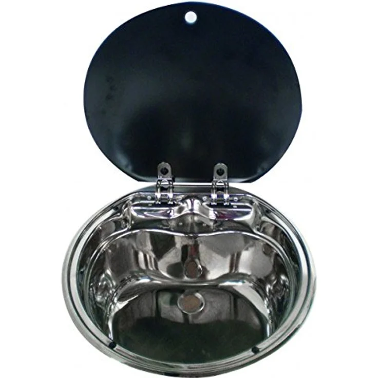 DOMETIC SNG 420 Runde Spüle mit Glasabdeckung, Ø 420 mm, Waschbecken, Edelstahl – Bild 2