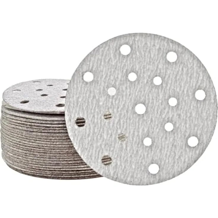 MioTools Shark Klett-Schleifscheiben, 150 mm, 17-Loch, Normalkorund K80 für Exzenterschleifer, 50 Stück