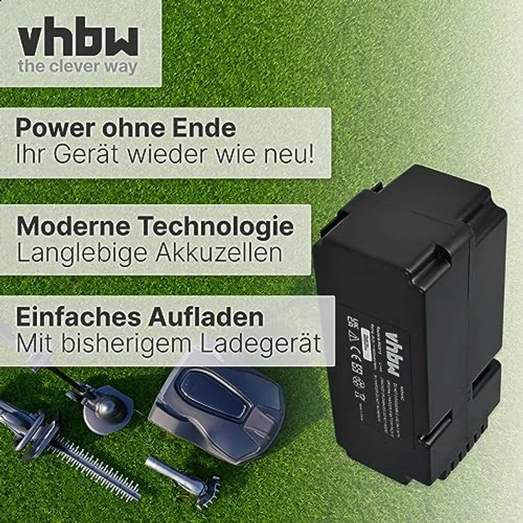 Vhbw Akku kompatibel mit Grizzly Rasenmäher MR 400, MR 1200, MR 1000, R800 Easy, MR 600, 3000mAh, 25,2V, Li-Ion, hohe Kapazität – Bild 3