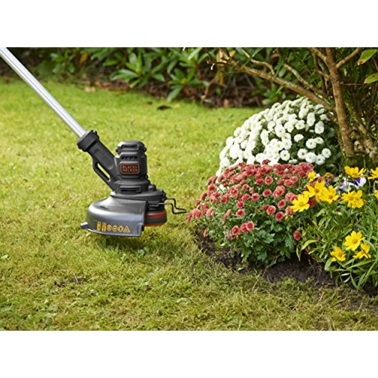 Black + Decker Elektro-Rasentrimmer--kantenschneider (450W, 25 cm Schnittbreite, E-Drive, manuelle Fadenverlängerung auf Knopfdruck (EasyFeed), werkzeuglos umstellen von Trimmen auf Kantenschneiden) – Bild 4