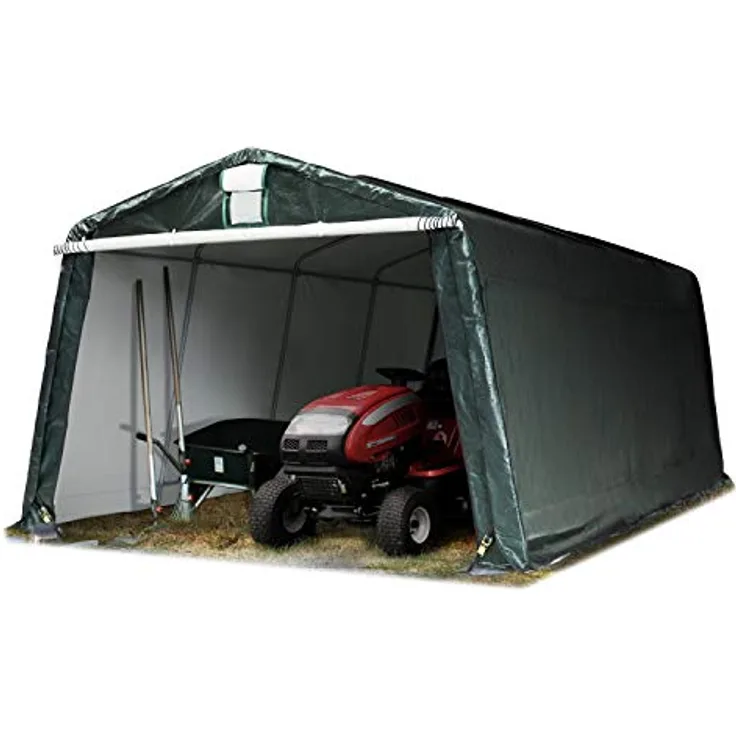 TOOLPORT Garagenzelt Carport 3,3 x 6,2 m Dunkelgrün – PE-Plane 450 N, wetterfest mit stabiler Stahlrohrkonstruktion, flexibler Einsatz als Weidezelt & Unterstand