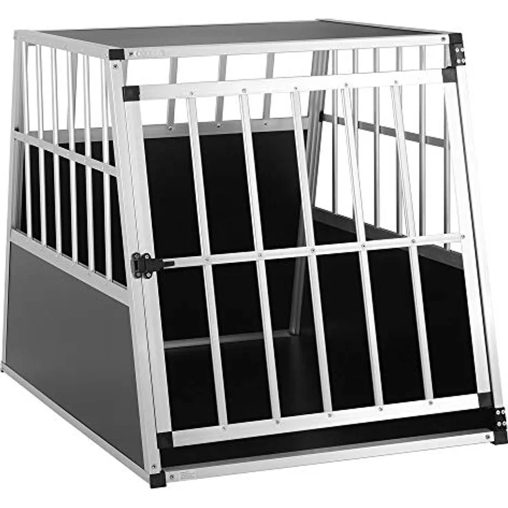 CADOCA® Hundetransportbox Aluminium Hundebox Kofferraum robust verschließbar trapezförmig L 66x90x72cm Reisebox Autobox Tiertransportbox – Bild 1