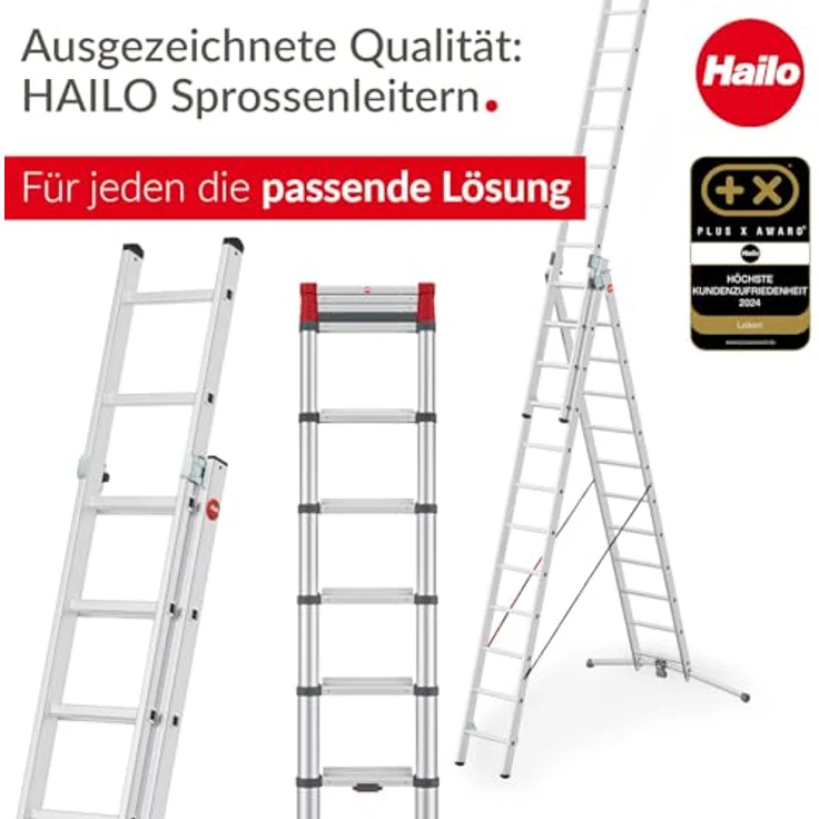 Hailo Sprossenschiebeleiter S110 Pro, Trittleiter mit 2x12 Sprossen – Bild 8