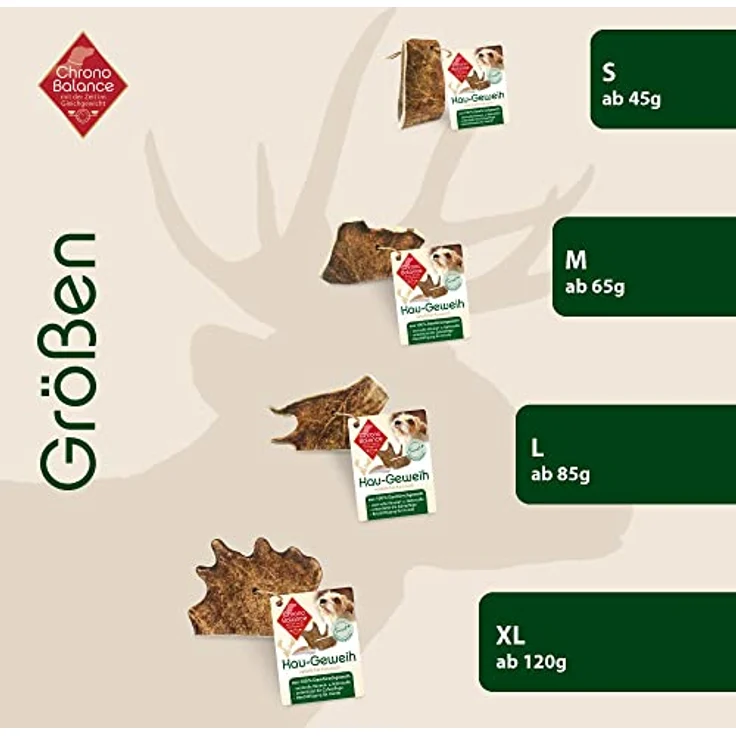ChronoBalance XL (2er Set) Kaugeweih Damhirsch für Hunde: 100% Geweih Abwurfstange, natürlicher Kausnack zur Zahnpflege, Mineralstoffe & Nährstoffe, deutsche Wälder – Bild 3
