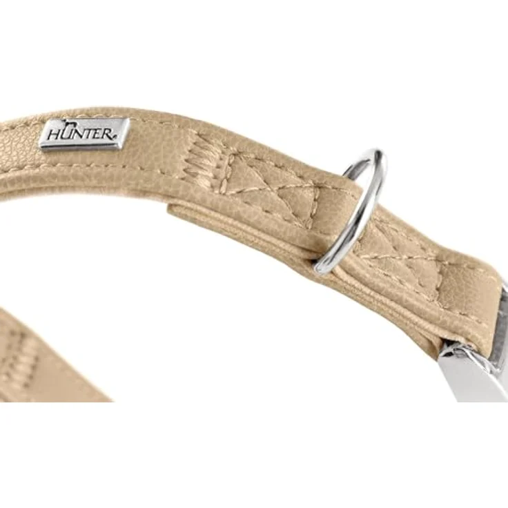 HUNTER Hundehalsung Amalfi ALU-Strong, beige, stufenlos verstellbar, Kunstleder in Nappa-Optik, vegan, robuster Alu-Strong Verschluss, Made in Germany, Größe 30-45/M – Bild 4
