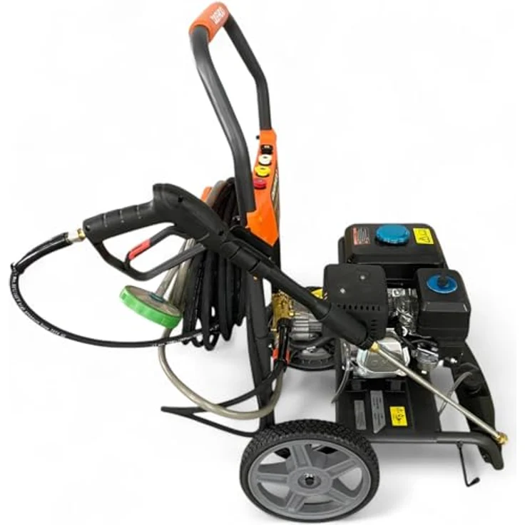 DeTec DAEWOO Benzin Hochdruckreiniger 207 bar, 7 PS mit Messing Pumpenkopf, 12 m Hochdruckschlauch, 4 Schnellwechseldüsen, ideal für Steinreinigung – Bild 4