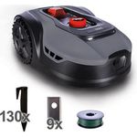 Scheppach Mähroboter RLM500W bis zu 400 qm² | 18cm Schnittbreite | 20-60 mm Schnitthöhe | Regensensor | WiFi & BT | App gesteuert | 35% Steigung | inkl. Station, 9 Messer, 100m Kabel & 130 Bodenhaken