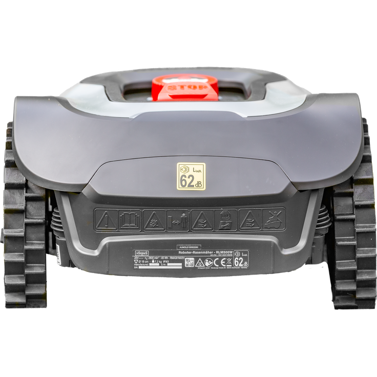 Scheppach Mähroboter RLM500W bis zu 400 qm² | 18cm Schnittbreite | 20-60 mm Schnitthöhe | Regensensor | WiFi & BT | App gesteuert | 35% Steigung | inkl. Station, 9 Messer, 100m Kabel & 130 Bodenhaken – Bild 7