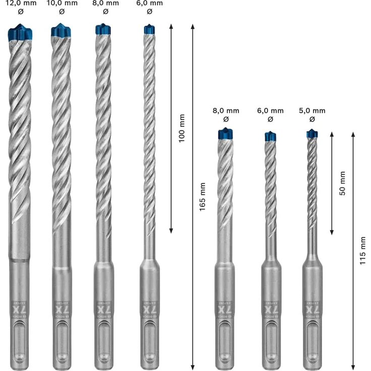 Bosch Professional Expert SDS plus-7X Hammerbohrer-Set (7-tlg.), 5-6-6-8-8-10-12 mm, Geeignet für Beton und Stein – Bild 3