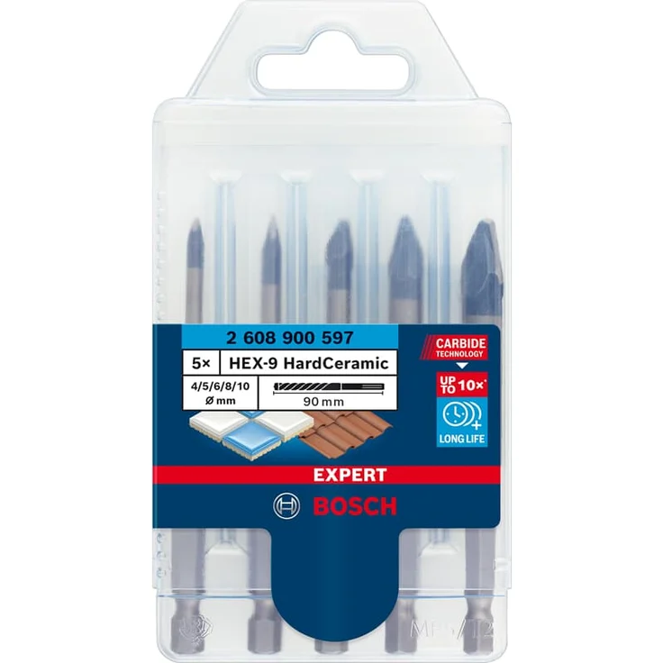 Bosch Expert HEX-9 HardCeramic Bohrer-Set, 4-5-6-8-10 mm, 5-tlg. – Bild 2
