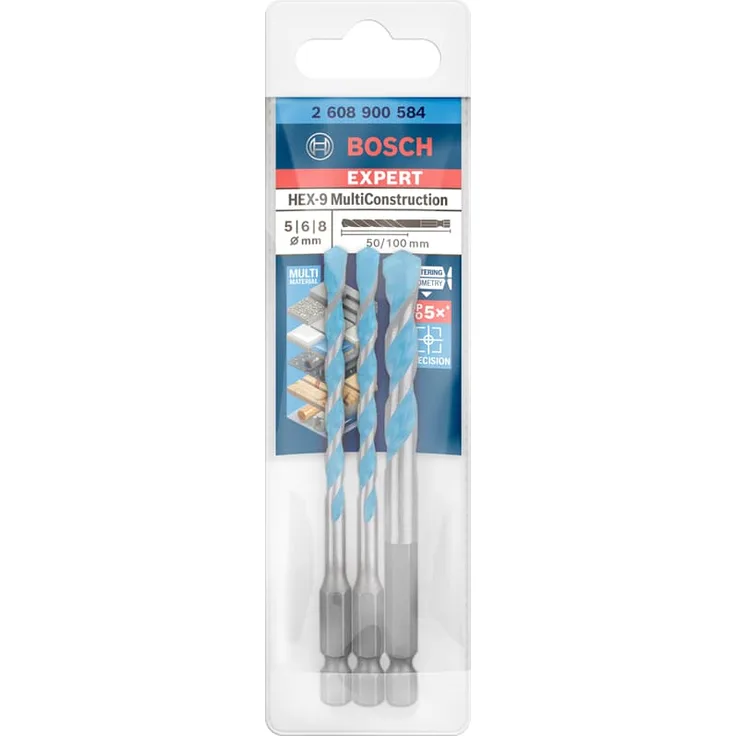 Bosch Professional Expert MultiConstruction HEX-9 Bohrer-Set, 5-6-8 mm, 3-tlg.