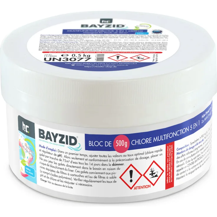 1 x 0,5 kg BAYZID Multiblock 5in1 für Pools