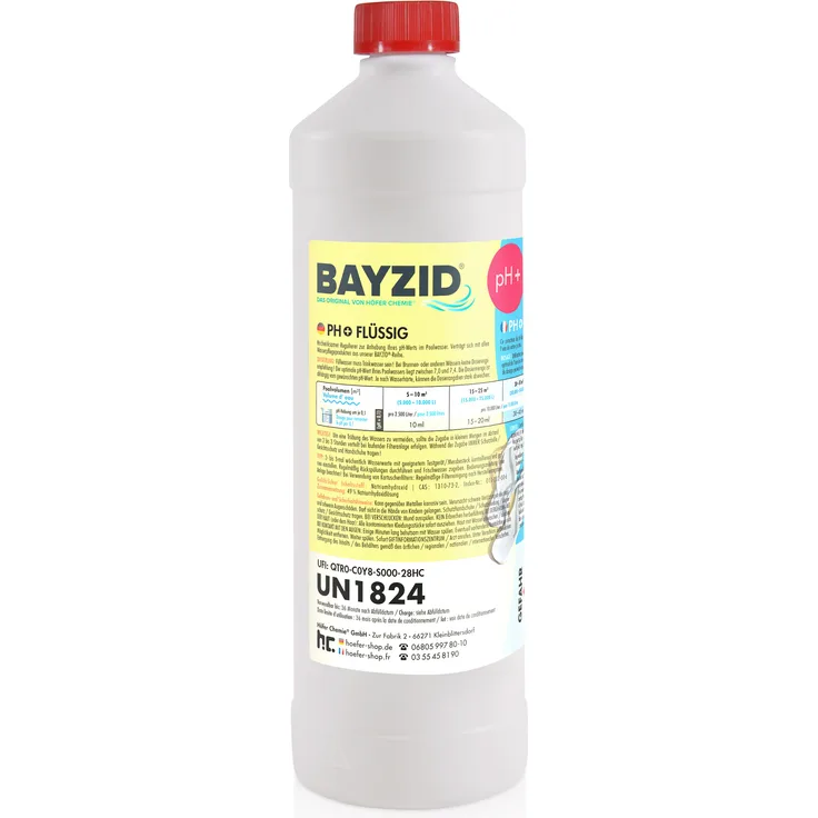 15 x 1 kg BAYZID pH Plus flüssig für Pools in Flaschen