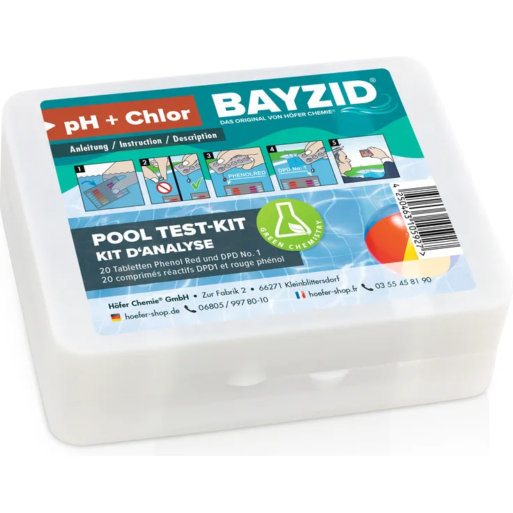 Test-Kit zur optimalen Messung des Chlorgehalts und pH-Werts