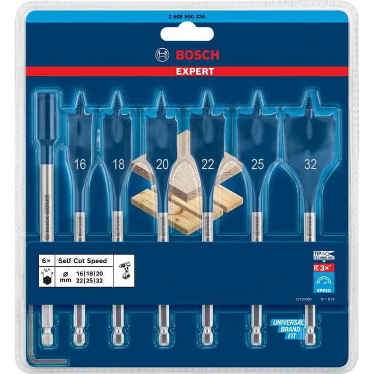 Bosch Professional Expert SelfCut Speed Flachfräsbohrer-Set, 16-18-20-22-25-32 mm, 7-tlg. – Bild 2