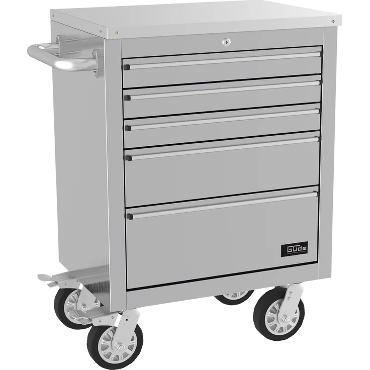 Edelstahl Werkstattwagen Werkzeugkiste Werkzeugwagen GW 5S INOX Rollwagen - Güde