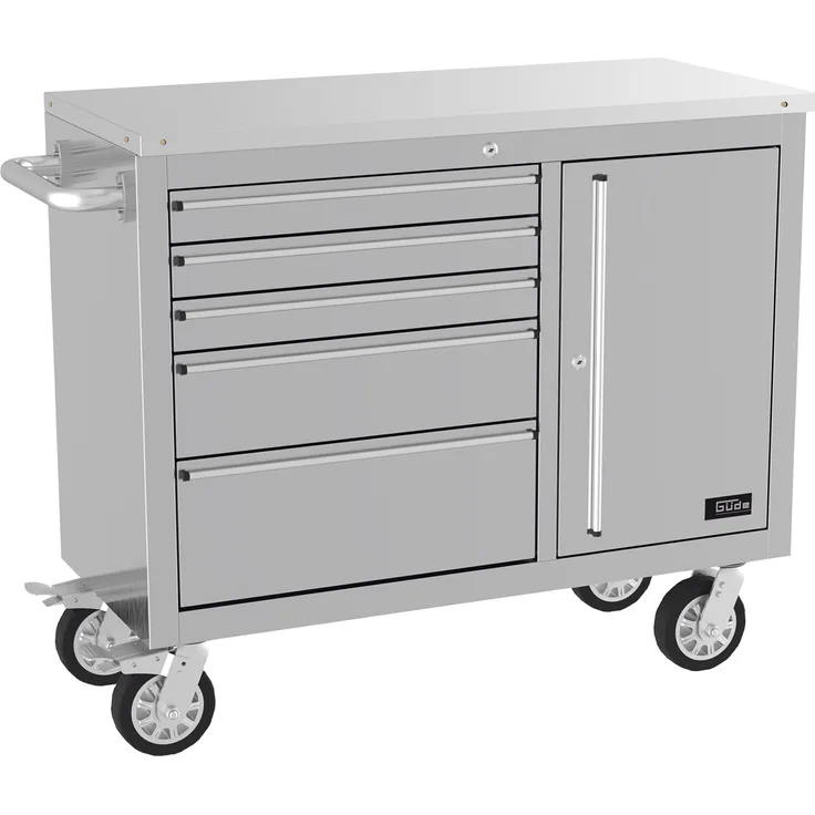 Werkstattwagen GW5-1 Inox Werkbank Outdoor Garten Küche Edelstahl Look - Güde