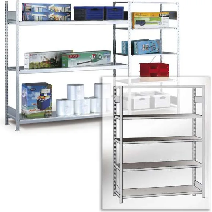 Certeo - Schulte weißspannregal, mit Stahlboden, Höhe 2000 mm - Spannweiße 2250 mm, Tiefe